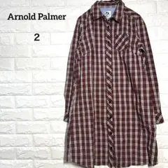 アーノルドパーマー　Ｍ　チェック　ワンポイント　刺繍　ポケット　シャツ　ロング