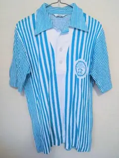 マンシングウェア　ヴィンテージ　ストライプ　ポロシャツ　ブルー