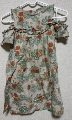 オレンジ　Tシャツ　オフショルダー　ワンピースおそろい　120