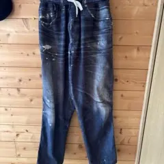 フェイクヴィンテージデニム イージーパンツ 転写プリン Size F US アス