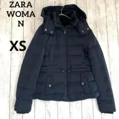 【ZARA WOMAN】ザラ　フード付きフェザーダックダウンジャケット ネイビーのサムネイル