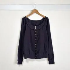 CHISATO TSUMORI コットン シワ加工 レースカーディガン ブラックのサムネイル