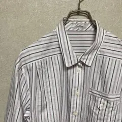 leilian レリアン　ストライプシャツ　カジュアル　半袖　ホワイト　M