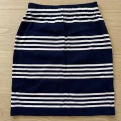【美品】ジュンコシマダ パート2 ボーダー タイトスカート Mサイズ ネイビー