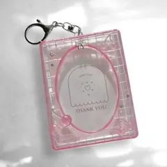 推し活　トレカキーホルダー　チェキホルダー　ピンク　ギンガムチェック　さくらんぼ