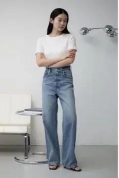 未使用級✨AZUL BY MOUSSY ハイウエストハイウエストワイドデニム Sのサムネイル