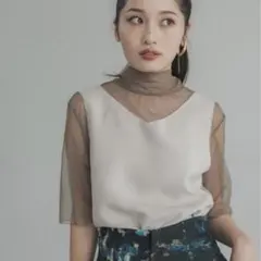 united Tokyo シアーコンビハイネックトップス　ウォッシャブルのサムネイル