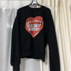 FANCY CLUB ハートプリント 黒 トレーナー MUSINSA