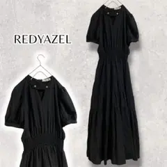 REDYAZEL レディアゼル　半袖デコルテカットティアードワンピース　ブラック