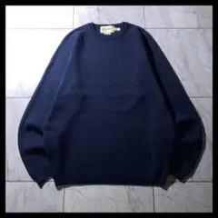 90s Eddie Bauer ラグラン 短丈 コットンニット ネイビー 極美品