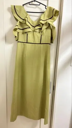 Lily Brown （リリーブラウン）配色フリル ワンピースLIME(1)
