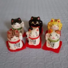 招き猫 陶器製置物 ミニサイズ 6個セットのサムネイル