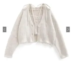 キャミソール×カーディガンシャギーニットアンサンブル