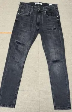 ZARA ダメージ加工 ブラック デニムパンツ