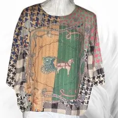 SALT SUGAR 総柄トップス 古着風 ビッグシルエット 動物柄ゆるだぼ