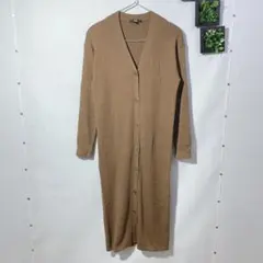 ユニクロ(S)ロングニットカーディガン　リブニットカーディガン　Vネック　長袖