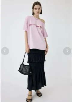 MOUSSY SHIRRING LONG スカート BLK 1のサムネイル