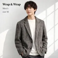 極上ツイード Wrap&Wrap ウール100 テーラードジャケット 日本製 M