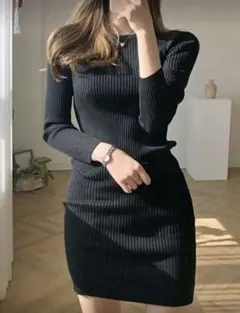 DAZY リブニットセーターワンピース レディース ミニワンピ