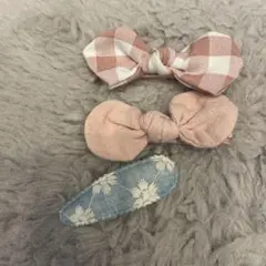 ヘアピン　子供　キッズ　ベビー　赤ちゃん　リボン　花　髪飾り　3個 クリップ