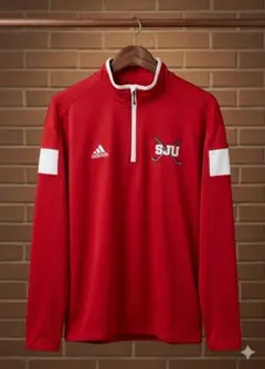 【希少サイズ】アディダス ハーフジップ スウェット 3XL〜4XL相当 赤×白