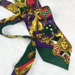 【幻の逸品】ジャンニヴェルサーチ ネクタイ メデューサ ライオン 紋章 シルク