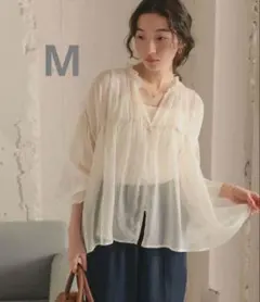 シフォン長袖シャツ M ホワイトのサムネイル