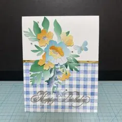 ハンドメイド 立体ポップアップバースデーカード 花柄