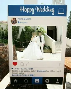 結婚式ウェルカムボード ウェディングドレス リングピロー インスタフレーム 受付