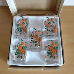 昭和レトロ 佐々木ガラス 花柄 グラス5個セット