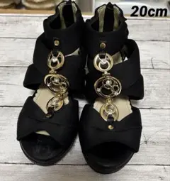 kids女の子20cm ヒール　サンダル黒ギャル