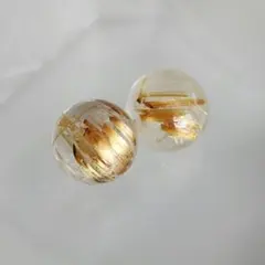 高品質 ルチル クォーツ 254d 天然石 5.7mm 粒売り 2粒セット