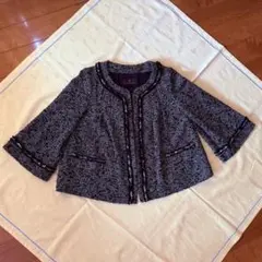 TRANS WORK 【三陽商会】ノーカラージャケット 黒と白のツイード