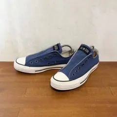 美品　コンバース　オールスター　スリッポン　24.0センチ　ライトネイビー