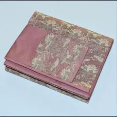 《USED・ビンテージ》名古屋帯　松葉仕立　ピンク系　可愛い人の模様