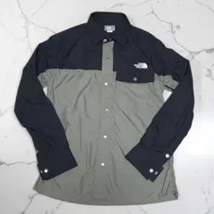 ノースフェイス 長袖シャツ ヌプシ ブラック/カーキ XS