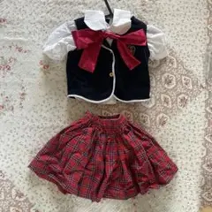 制服スタイル コスプレ衣装 黒と赤のチェック　110 AKB