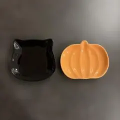ハロウィン 豆皿 2枚セット 猫 かぼちゃ