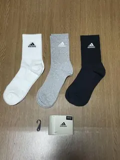 adidas 3足セット ソックス ホワイト グレー ブラック