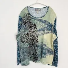 カリビアンジョー カットソー 長袖 花柄 XL 大きいサイズ 綺麗め レトロ