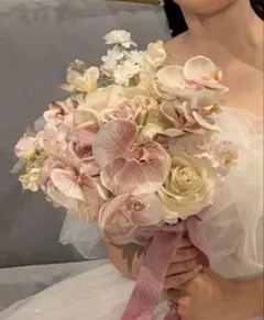韓国風 造花ブーケ ピンク バラ ローズ 結婚式 披露宴 前撮り - メルカリ