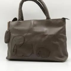 極美品　IBIZA イビサ　ハンドバッグ　ゾウ　親子　チャーム　レザー　ブラウン