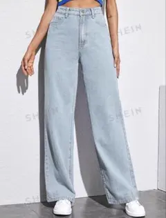 カジュアル オールマッチ ウォッシュ ルーズ ストレートレッグ ジーンズ