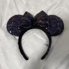 ミッキー耳カチューシャ 黒と紫 スパンコール