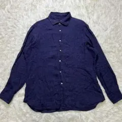 【極美品】アルコディオ リネンシャツ LL ネイビー 干場義雅