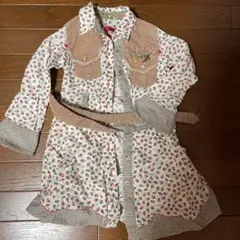 カウガール風　ウエスタン風　カウガール　ジェシー　花柄チェックワンピース