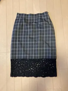 Felda ダークグレー系チェック タイトスカート サイズ38
