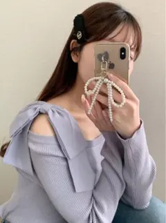 GRL オフショルダーリボンストラップニットトップス [mb1546] Sサイズ