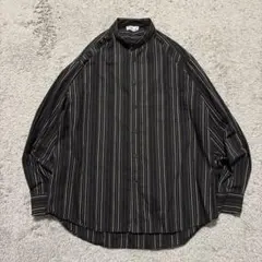 90s OLD アニエスベーオム バンドカラーシャツ XL ブラック ストライプ