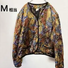 ジャケット 総柄 ベロア レトロ 幾何学模様 M相当 派手 バブル 90s